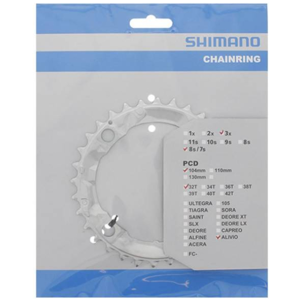 Shimano Kettingblad FC-M341 32 Tands 8V 104mm Triple -Zilver Grey