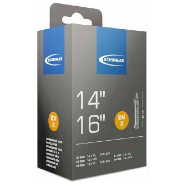 Schwalbe (DV2) Fiets Binnenband 14'' (32-47/288-305)Hollands Ventiel 32mm Zwart - Afbeelding 4