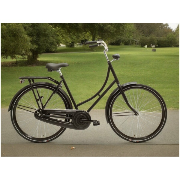 Avolon Deluxe Oma fiets CM Mat Zwart Dames 2025