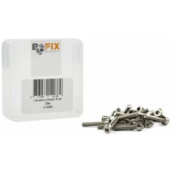 Bofix Inbusbout M4 x 20mm RVS - PER STUK Zilver