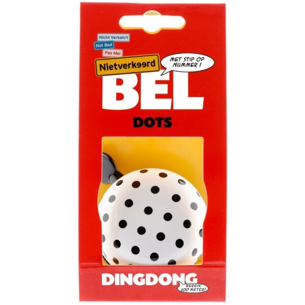 Nietverkeerd bel 60mm Ding Dong dots Wit|Zwart