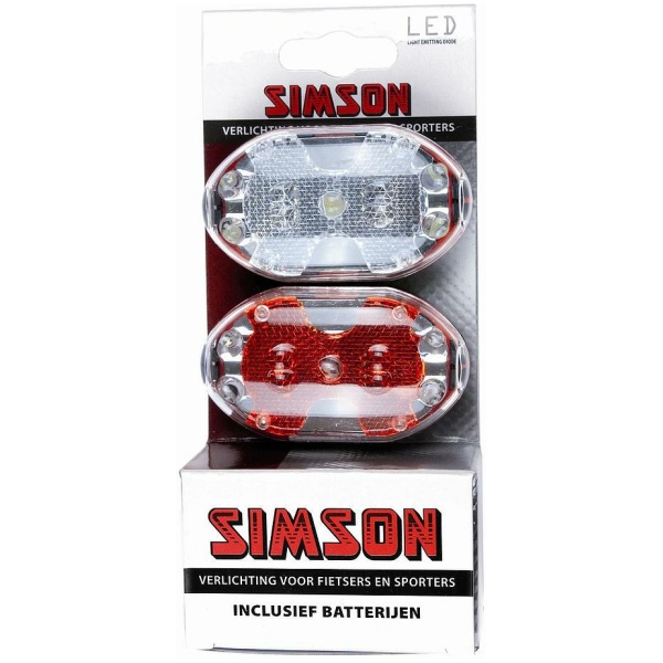 Simson Led set voor & achter wit/rood incl.batt.020757 Rood - Afbeelding 3