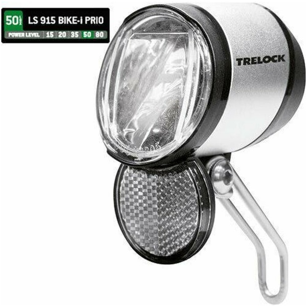 Trelock LED koplamp LS 915 prio 50. 50lux standlicht, aan/uit schakelaar.