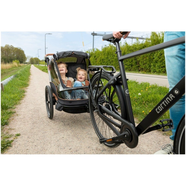 Bobike 2 in 1 Fietskar 2-Kinderen - Zwart/Grijs Grijs - Afbeelding 3