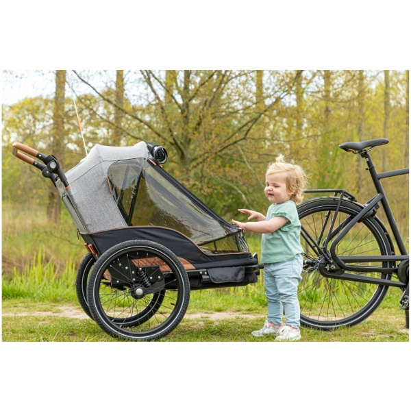 Bobike 2 in 1 Fietskar 2-Kinderen - Zwart/Grijs Grijs - Afbeelding 2