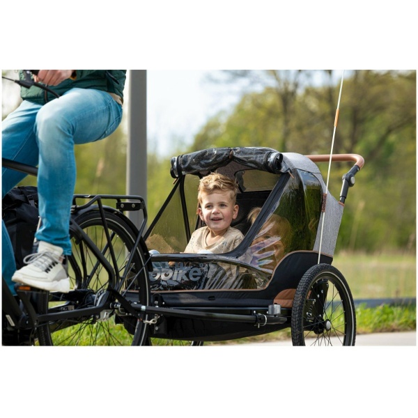 Bobike 2 in 1 Fietskar 2-Kinderen - Zwart/Grijs Grijs