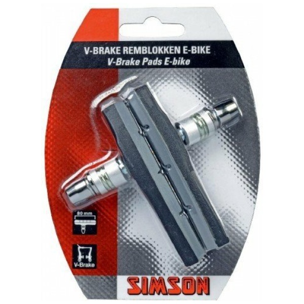 Simson Remblokken V-Brake 80mm E-Bike - Zwart/Grijs Grijs