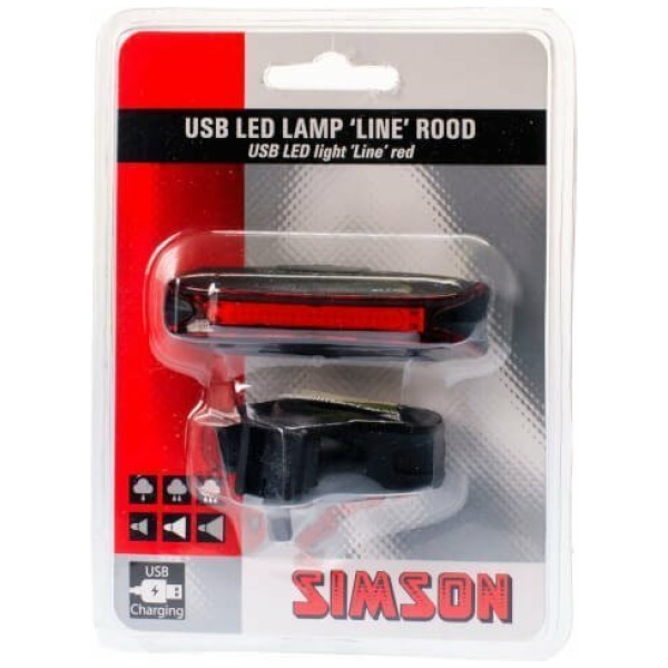 Simson Line Achterlicht 20 LED USB - 022008 Zwart