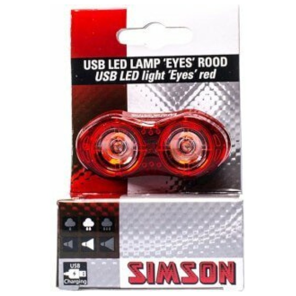 Simson Eyes Achterlicht LED USB -/Rood Zwart - Afbeelding 4