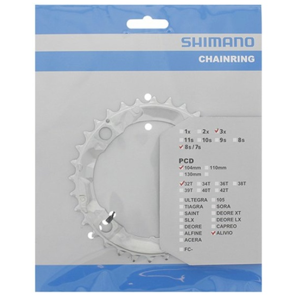 Shimano Kettingblad FC-M341 32 Tands 8V 104mm Triple -Zilver Grey - Afbeelding 2