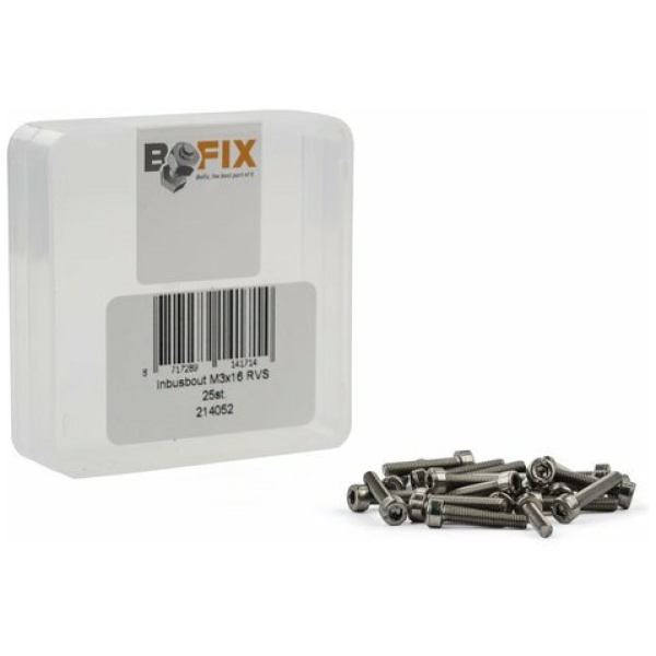 Bofix Inbusbout M3 x 16mm RVS PER STUK Zilver