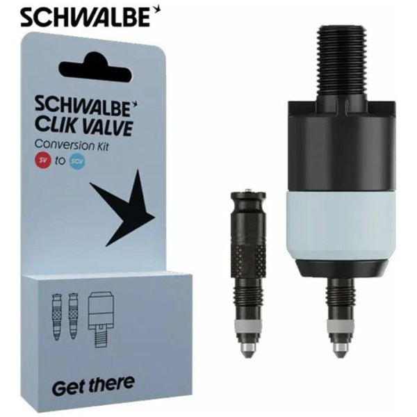 Schwalbe clik valve SV-SCV ventiel set met adapter Zwart