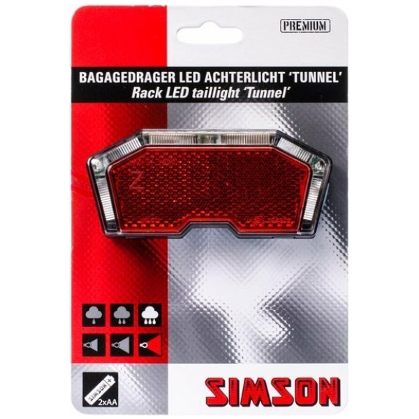 Simson 02 Tunnel 3LED Auto achterlicht 50mm/80mm bagagedr. batterij Zwart