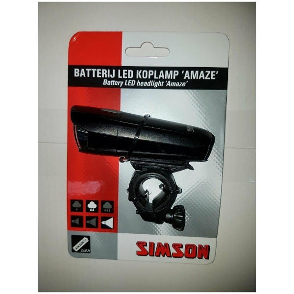 Simson 022005 Amaze 1 LED koplamp batterij 25 LUX Zwart