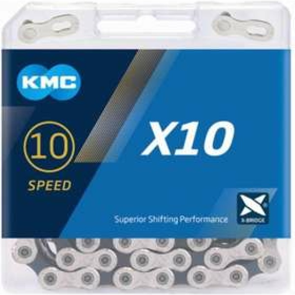 Kmc ketting 10-speed x10 122 links / zwart Zilver - Afbeelding 2