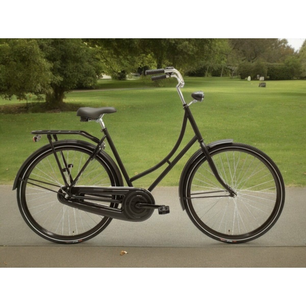 Avolon Deluxe Oma fiets CM Mat Zwart Dames 2025