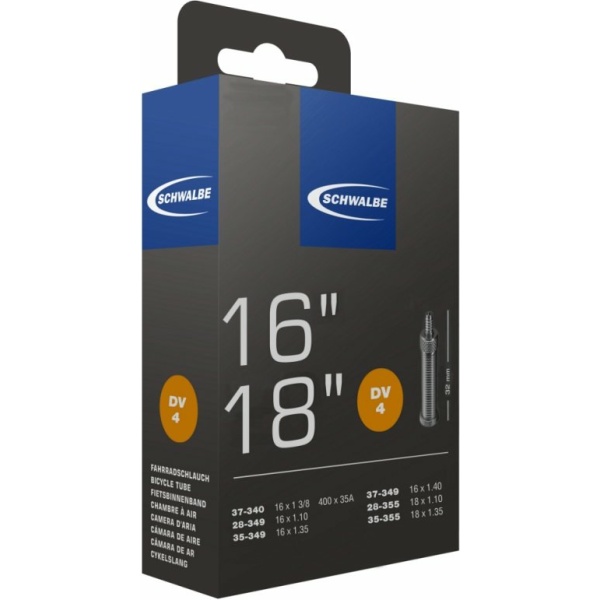 Schwalbe (DV4) Fiets Binnenband 16x1 3/8 Hollands Ventiel 32mm Zwart - Afbeelding 5